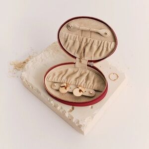 Cuyana Travel Jewelry Case in Sangria Burgundy Color